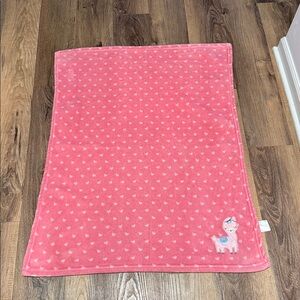 HTF le bebe FAVORITE Pink Llama/Alpaca Heart Baby Blanket/Lovey